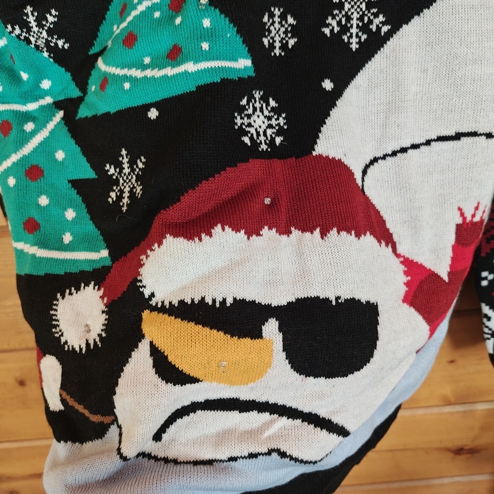 Women's Ugly Christmas Sweater Melting Snowman Medium Light Up New - Picture 3 of 8